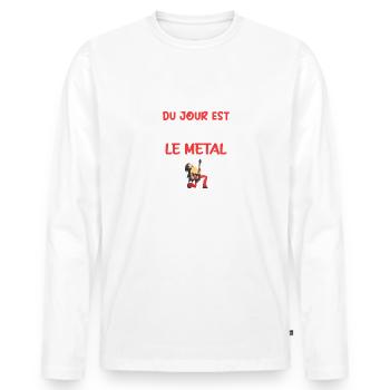 Ma bonne humeur du jour t-shirt metal homme - T-shirt manches longues Premium bio Homme - blanc - Devant - Nico (187cm)