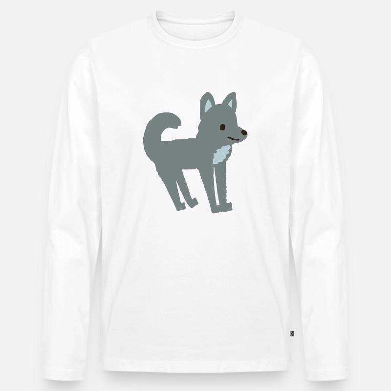 Wolf Kinderbuch - Männer Premium Bio Langarmshirt - Weiß