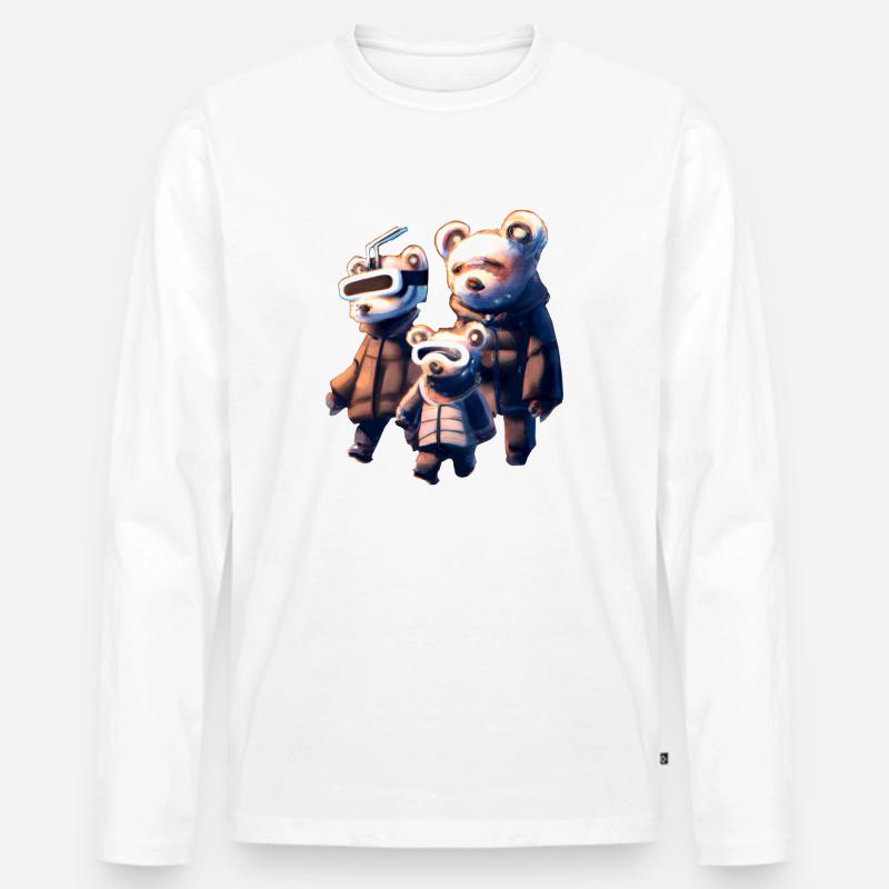 Bär _ 01 - Männer Premium Bio Langarmshirt - Weiß