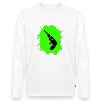 Artisan des perceuses Blobs - T-shirt manches longues Premium bio Homme - blanc - Devant - Nico (187cm)
