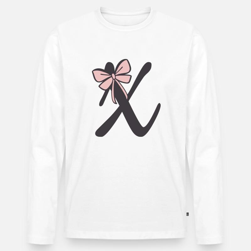 Anfangsbuchstabe X Schleifchen - Männer Premium Bio Langarmshirt - Weiß