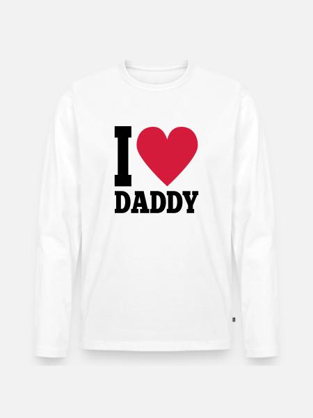 I Love Daddy - Männer Premium Bio Langarmshirt - Weiß