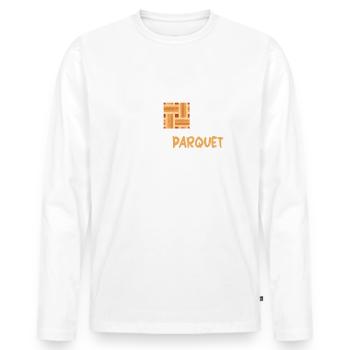 Pas l'temps j'ai un parquet à poser t-shirt - T-shirt manches longues Premium bio Homme - blanc - Devant - Nico (187cm)