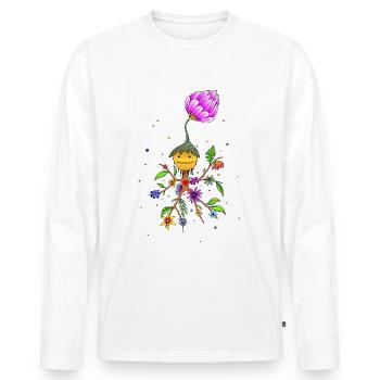 Mystischer Kobold Blumenliebe SVENPAINT - Männer Premium Bio Langarmshirt - Weiß - Vorne - Nico (187cm)