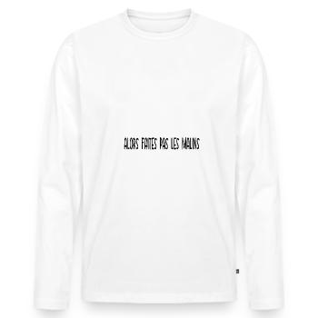 j'ai eu mon bac avec mention t-shirt diplômé - T-shirt manches longues Premium bio Homme - blanc - Devant - Nico (187cm)