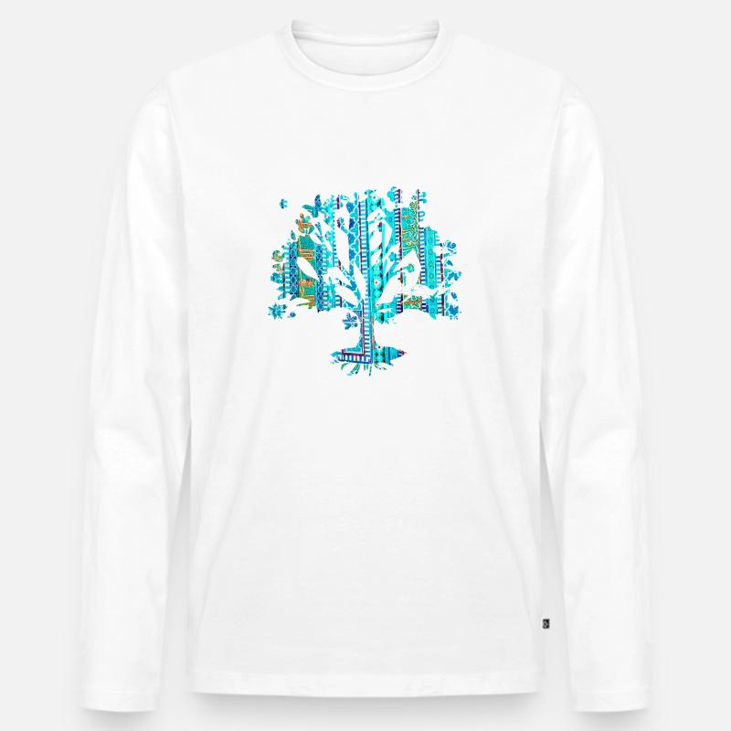 Baum des Lebens ,Lebensbaum,Malerei,Mosaik - Männer Premium Bio Langarmshirt - Weiß