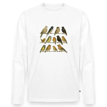 Ornithologue amateur, amoureux des oiseaux - T-shirt manches longues Premium bio Homme - blanc - Devant - Nico (187cm)