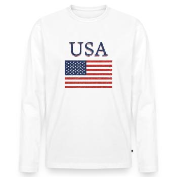 USA-Flagge - Männer Premium Bio Langarmshirt - Weiß - Vorne - Nico (187cm)