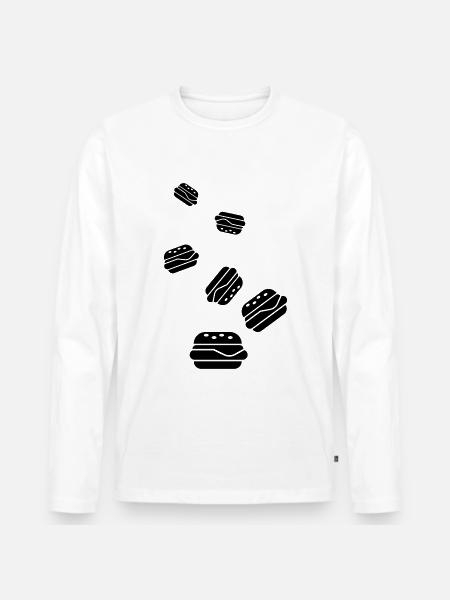 Burger Icon Silhouette - Männer Premium Bio Langarmshirt - Weiß