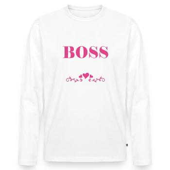 Boss Queen Gift Women Girls Lady - Men's Premium Organic Long Sleeve Shirt - white - Front - Nico (187cm)