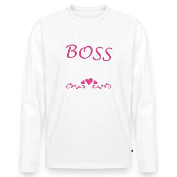Boss Queen Gift Women Girls Lady - Men's Premium Organic Long Sleeve Shirt - white - Front - Nico (187cm)