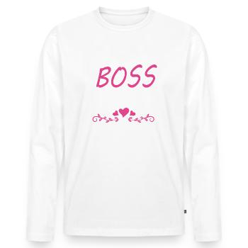 Boss Queen Gift Femmes Filles Dame - T-shirt manches longues Premium bio Homme - blanc - Devant - Nico (187cm)