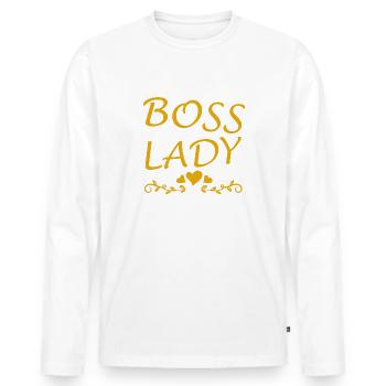 Boss Queen Geschenk Frauen Mädels Lady - Männer Premium Bio Langarmshirt - Weiß - Vorne - Nico (187cm)