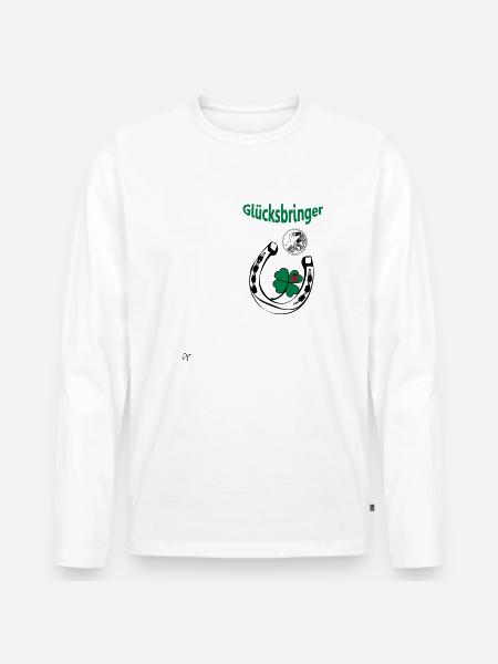 Glücksbringer - Männer Premium Bio Langarmshirt - Weiß