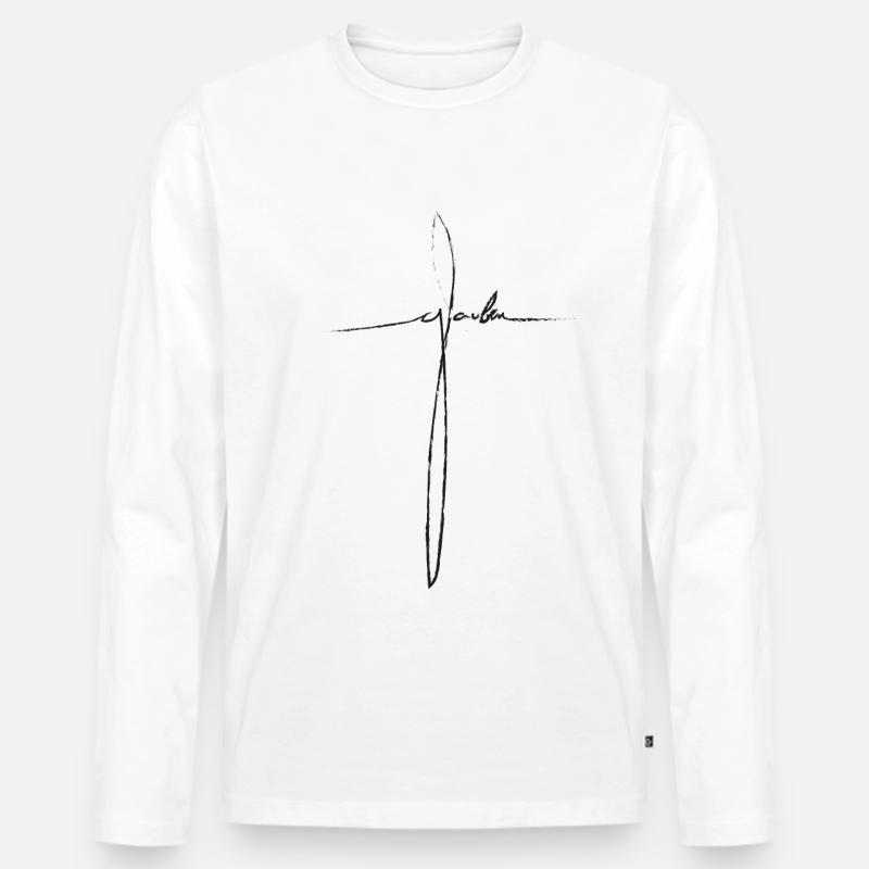 Glauben - Männer Premium Bio Langarmshirt - Weiß