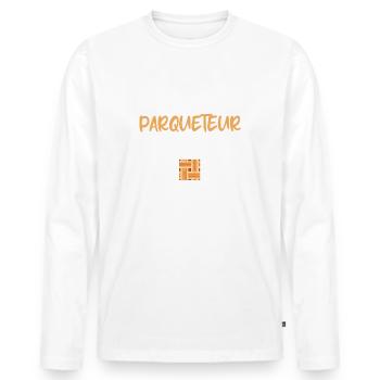 Papa parqueteur et fier de l'être t-shirt homme - T-shirt manches longues Premium bio Homme - blanc - Devant - Nico (187cm)