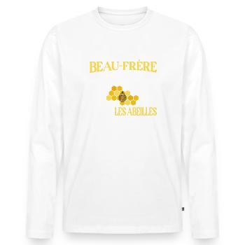 Beau-frère t-shirt apiculteur abeille miel humour - T-shirt manches longues Premium bio Homme - blanc - Devant - Nico (187cm)