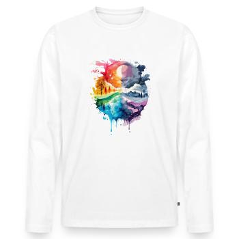 Changement climatique - T-shirt manches longues Premium bio Homme - blanc - Devant - Nico (187cm)