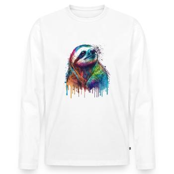 Cool Sloth - Men's Premium Organic Long Sleeve Shirt - white - Front - Nico (187cm)
