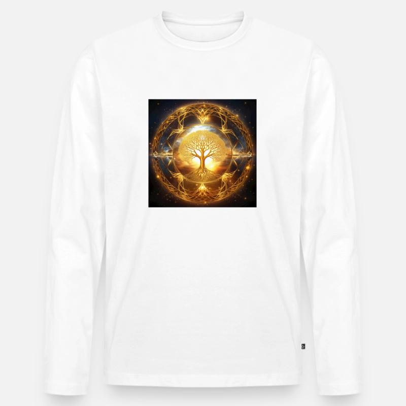 Baum des Lebens, Heiliger Baum - Männer Premium Bio Langarmshirt - Weiß