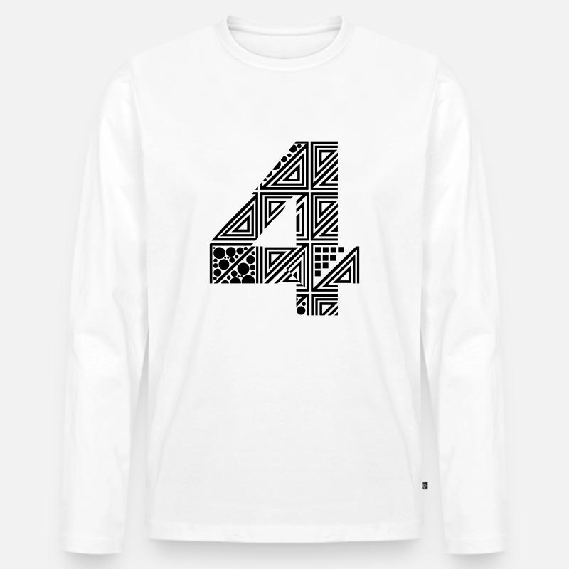 Vier Zahl 4 - Männer Premium Bio Langarmshirt - Weiß