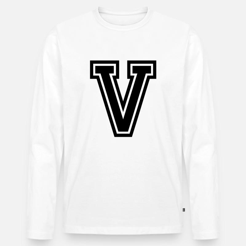 V - Männer Premium Bio Langarmshirt - Weiß