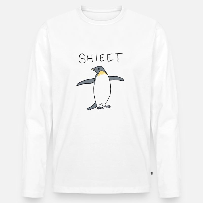 Shieet ein Pinguin - Männer Premium Bio Langarmshirt - Weiß