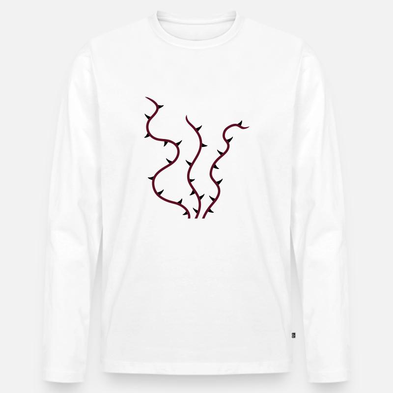 flower_thorns_2c - Männer Premium Bio Langarmshirt - Weiß