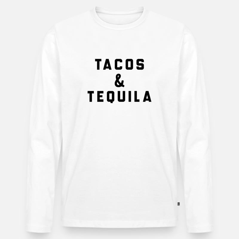 Tacos und Tequila - Männer Premium Bio Langarmshirt - Weiß