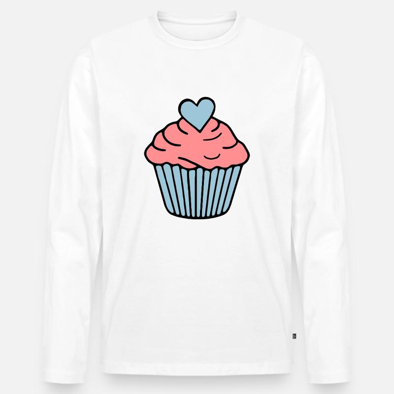 Cupcake heart - Männer Premium Bio Langarmshirt - Weiß