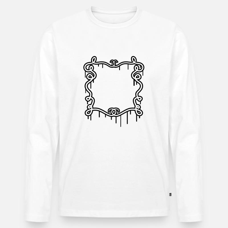 Künstlerischer Graffiti Rahmen - Männer Premium Bio Langarmshirt - Weiß