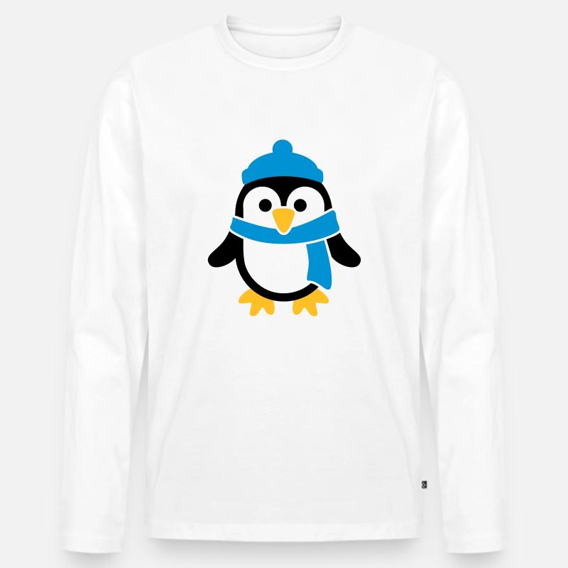 Pinguin - Männer Premium Bio Langarmshirt - Weiß