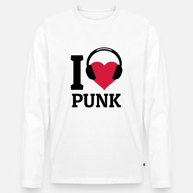 I love Punk - Männer Premium Bio Langarmshirt - Weiß