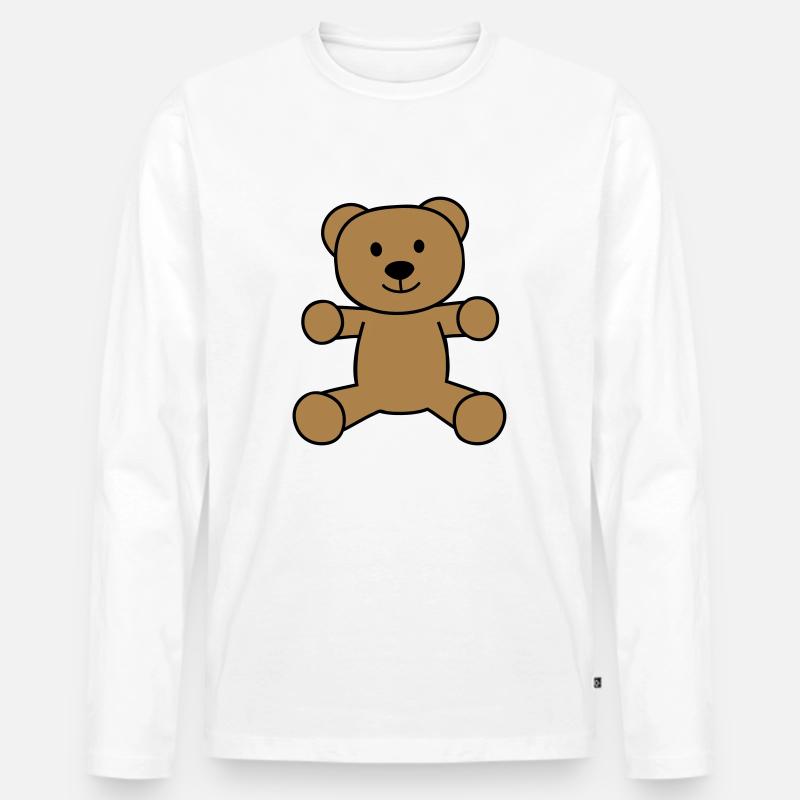Teddybär - Männer Premium Bio Langarmshirt - Weiß