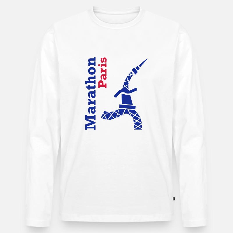 paris_marathon_eiffelturm - Männer Premium Bio Langarmshirt - Weiß