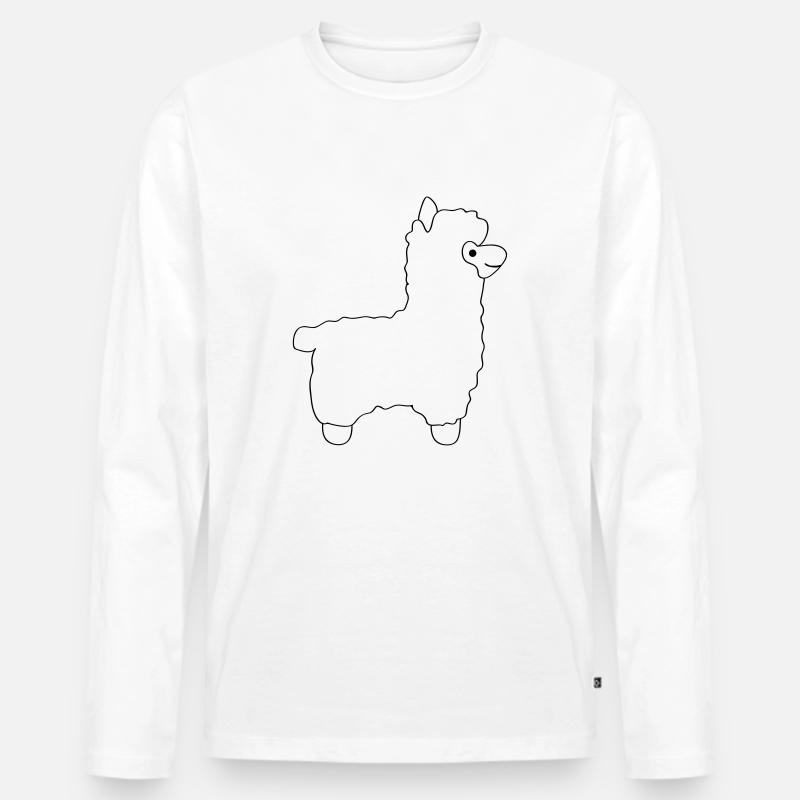 lama alpaca comic - Männer Premium Bio Langarmshirt - Weiß