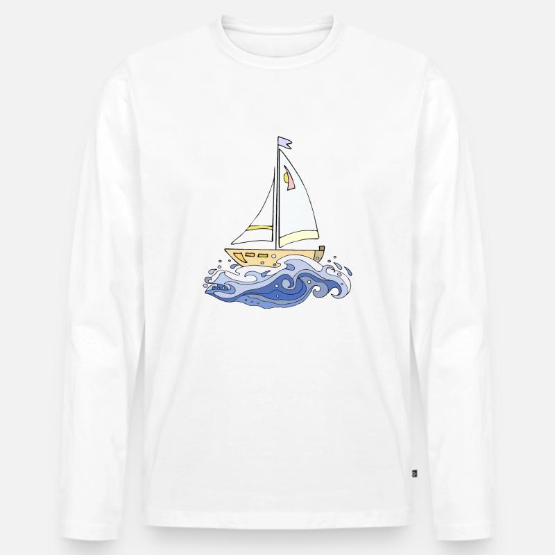Segelboot - Männer Premium Bio Langarmshirt - Weiß