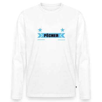 Pêcher ou ne pas pêcher quelle question stupide - T-shirt manches longues Premium bio Homme - blanc - Devant - Nico (187cm)