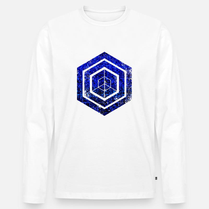 Hexagon-Programmierung Programmierer Codierung geometrisch - Männer Premium Bio Langarmshirt - Weiß