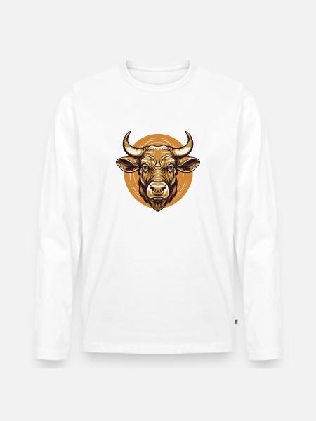 Portrait of an Ox - Men's Premium Organic Long Sleeve Shirt - 