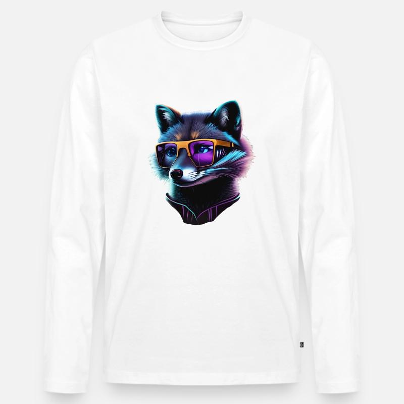 Fuchs - Männer Premium Bio Langarmshirt - Weiß