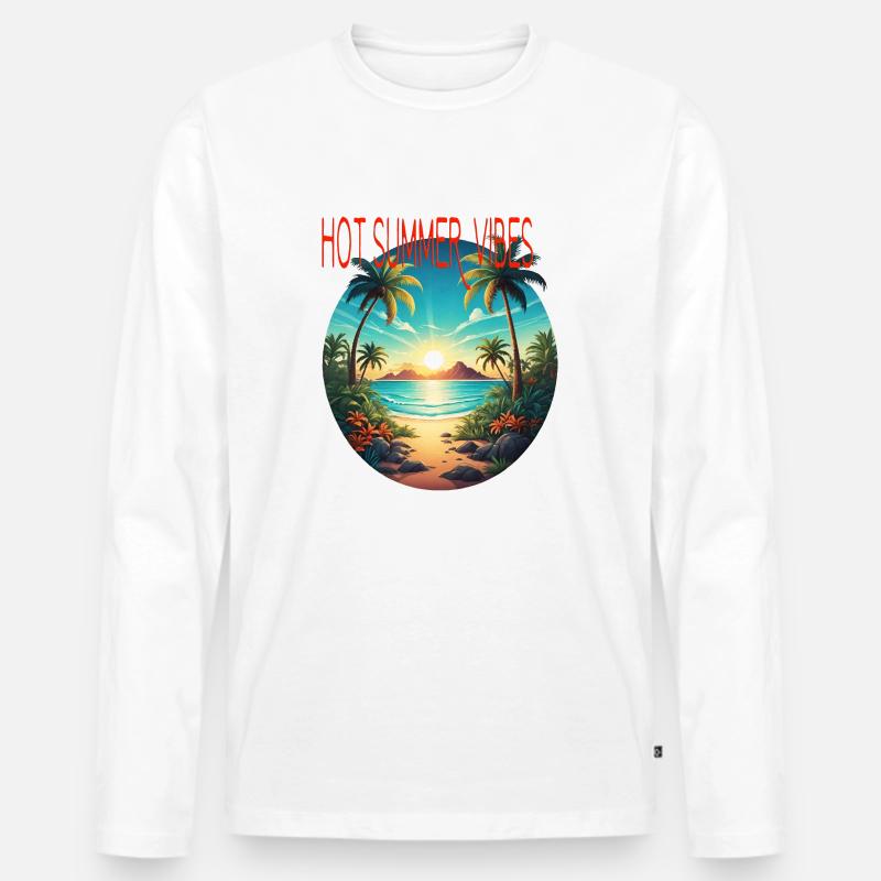 hot summer vibes - Männer Premium Bio Langarmshirt - Weiß