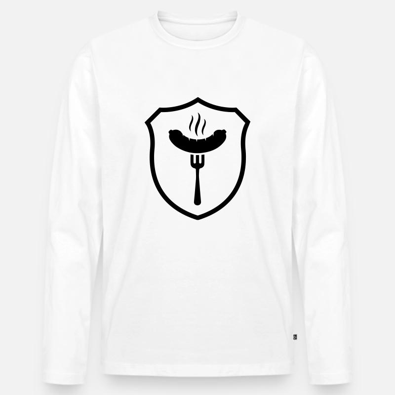 Bratwurst Grill Wappen - Männer Premium Bio Langarmshirt - Weiß