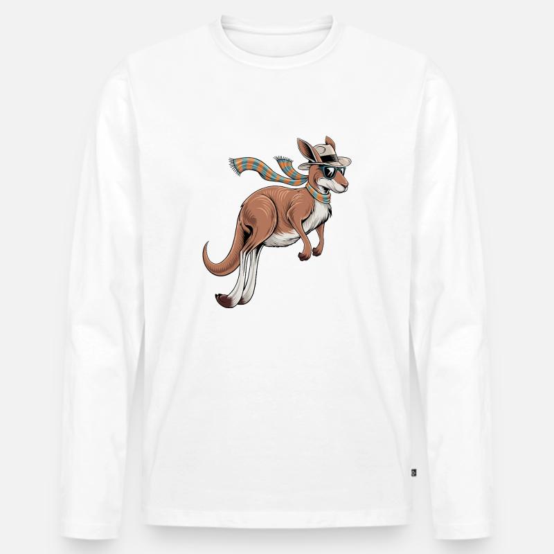 Stylish Kangaroo - Männer Premium Bio Langarmshirt - Weiß