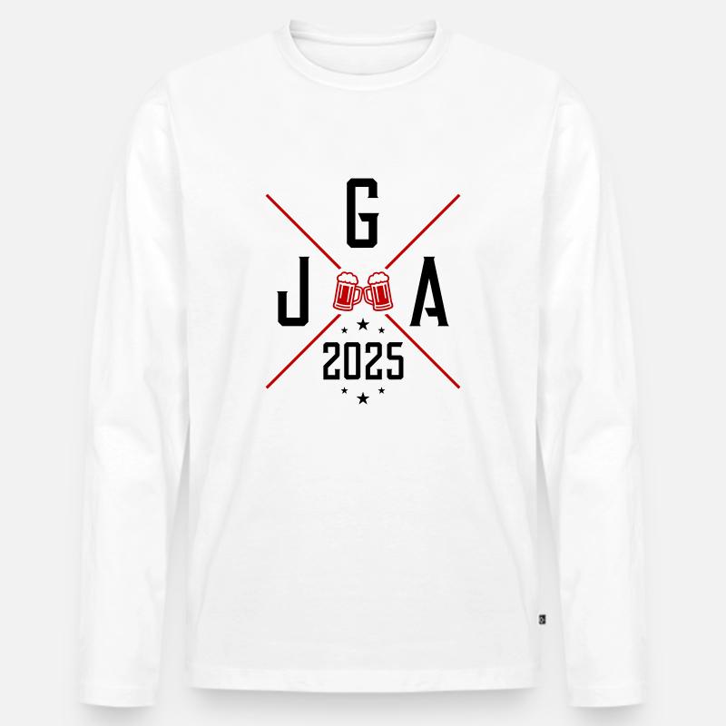 Jga 2025 Bier Junggesellen - Männer Premium Bio Langarmshirt - Weiß