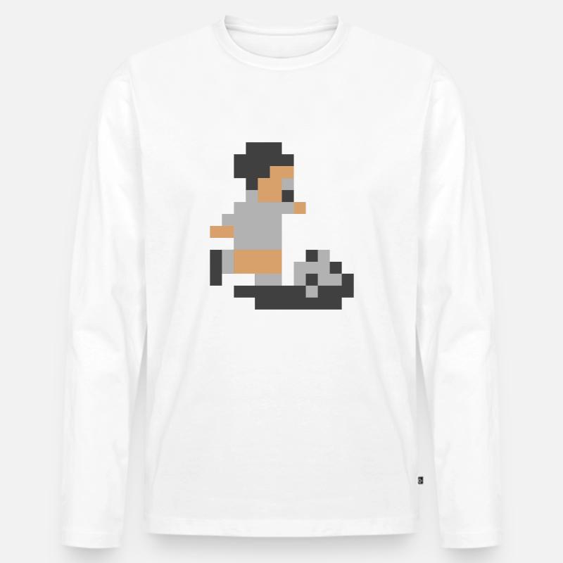 Sensi Pixel Man - Männer Premium Bio Langarmshirt - Weiß