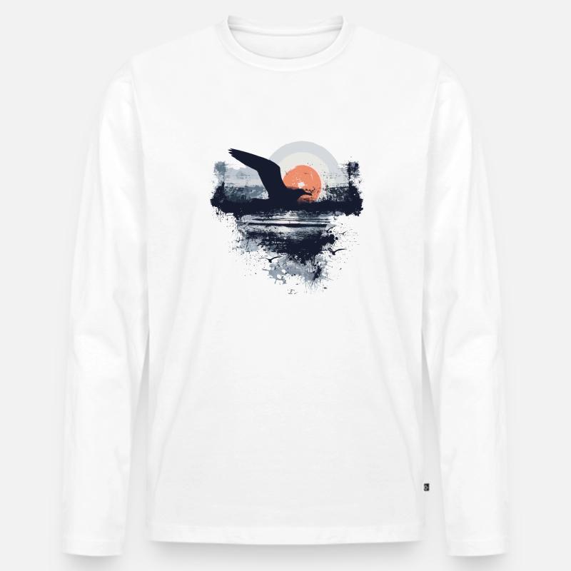 Möwe Seevogel Leuchtturm - Männer Premium Bio Langarmshirt - Weiß