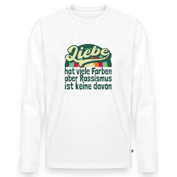 Liebe hat viele Farben Anti Rassismus - Männer Premium Bio Langarmshirt - Weiß - Vorne - Nico (187cm)