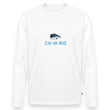 Pas l'temps j'ai un bus à conduire t-shirt - T-shirt manches longues Premium bio Homme - blanc - Devant - Nico (187cm)