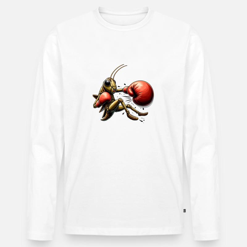 Eine boxende Heuschrecke - Männer Premium Bio Langarmshirt - Weiß